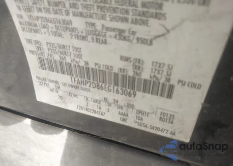 2014 Ford Taurus Se from USA, damaged, VIN 1FAHP2D86EG163069